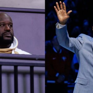 Shaquille O'Neal (L) and Muggsy Bogues (R)