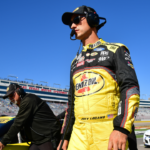 Oct 19, 2024; Las Vegas, Nevada, USA; NASCAR Cup Series driver Joey Logano (22) during qualifying for the South Point 400 at Las Vegas Motor Speedway. Mandatory Credit: Gary A. Vasquez-Imagn Images