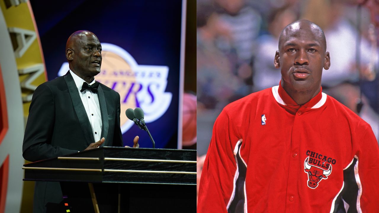 Michael Cooper (L) and Michael Jordan (R)