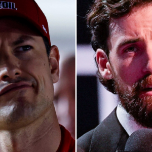 (L-R) NASCAR Cup Series driver Joey Logano and Ryan Blaney.