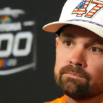 Ricky Stenhouse Jr. talks with reporters, Wednesday February 12, 2025 during Media Day for the Daytona 500.