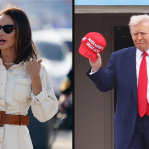 Samantha Busch (L) and Donald Trump (R). Image Credits: Imagn.