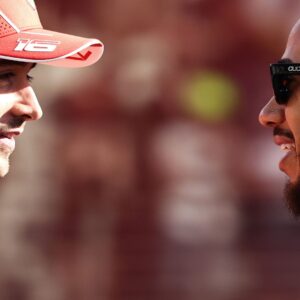 F1 Abu Dhabi Grand Prix 2024 Charles Leclerc of Ferrari and Lewis Hamilton of Mercedes before the Formula 1 Abu Dhabi Grand Prix at Yas Marina Cicuit in Abu Dhabi