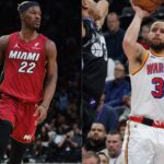 Jimmy Butler (L) and Stephen Curry (R)