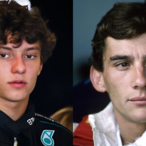 Kimi Antonelli (L) and Ayrton Senna (R)