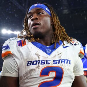 Boise State Broncos running back Ashton Jeanty (2) reacts after the game against the Penn State Nittany Lions in the Fiesta Bowl at State Farm Stadium.