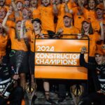 NORRIS Lando (gbr), McLaren F1 Team MCL38, portrait STELLA Andrea (ita), Team Principal of McLaren F1 Team, portrait PIASTRI Oscar (aus), McLaren F1 Team MCL38, portrait BROWN Zak (usa), CEO of of McLaren Racing, portrait Mclaren 2024 Constructor Champions celebration during the Formula 1 Etihad Airways Abu Dhabi Grand Prix 2024, 24th round of the 2024 Formula One World Championship, WM, Weltmeisterschaft from December 6 to 8, 2024 on the Yas Marina Circuit, in Abu Dhabi, United Arab Emirates