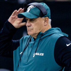 Sep 22, 2024; New Orleans, Louisiana, USA; Philadelphia Eagles defensive coordinator Vic Fangio looks on during the first half against the New Orleans Saints at Caesars Superdome.