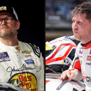 Dale Earnhardt Jr. (L) and Denny Hamlin (R). Image Credits: Imagn.