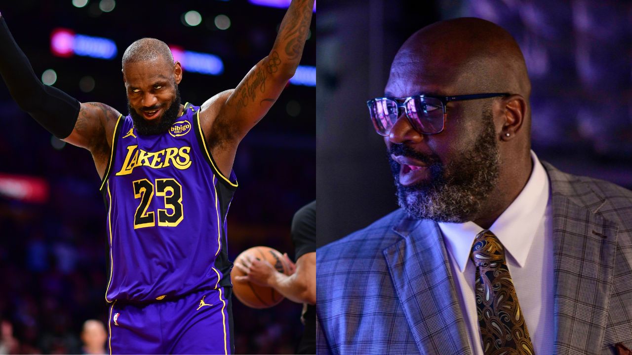 LeBron James(L) and Shaquille O'Neal(R)