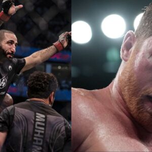 Belal Muhammad (L), Canelo Alvarez (R)