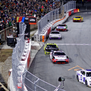 Feb 2, 2025; WInston-Salem, North Carolina, USA; NASCAR Cup Series driver Chase Elliot (9) leads the field during the Clash at Bowman Gray at Bowman Gray Stadium. Mandatory Credit: Peter Casey-Imagn Images