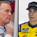 Kevin Harvick (L) and Carson Hocevar (R)