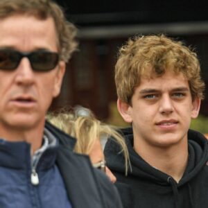 Recruit Arch Manning, right, and his father Cooper Manning before the game between Clemson and Florida State at Memorial Stadium.