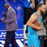 Kevin Hart and Shaquille O'Neal (L), Kevin Hart and Stephen Curry (R)