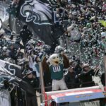 Fans line the parade route as the Philadelphia Eagles celebrate their first Super Bowl Championship with a parade down Broad Street to the Philadelphia Museum of Art.