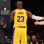 Shannon Sharpe (L), LeBron James and Luka Doncic (R)