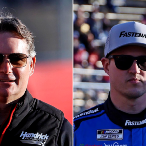 (L-R) Former NASCAR Cup Series driver Jeff Gordon and current RFK Racing recruit Ryan Preece.