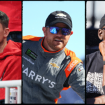 Denny Hamlin (L), Justin Marks (C) and Michael Jordan (R). Image Credits: Imagn