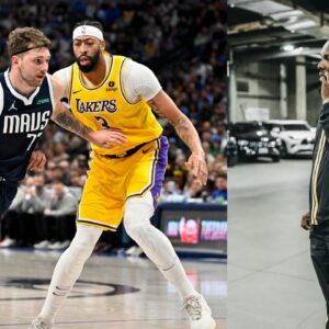 Luka Doncic and Anthony Davis (L) and Rich Paul (R)