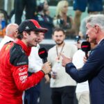 16 Charles Leclerc MCO, Scuderia Ferrari , David Coulthard GBR , F1 Grand Prix of Abu Dhabi at Yas Marina Circuit on November 26, 2023 in Abu Dhabi, United Arab Emirates