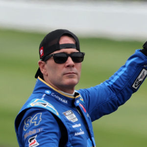 NASCAR Cup Series driver Jimmie Johnson (84) waves to the crowd before the Brickyard 400 at Indianapolis Motor Speedway.