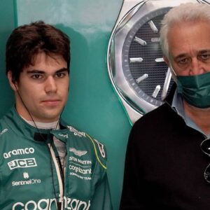 Circuit de Catalunya, Barcelona, Formula One Test Drives 2022 in Barcelona , in picture Lance Stroll CAN , Aston Martin Aramco Cognizant Formula One Team with father and CEO Lawrence Stroll