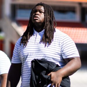 Florida Gators defensive lineman Desmond Watson (21) walks on the field during Gator Walk at the Orange and Blue spring football game at Steve Spurrier Field at Ben Hill Griffin Stadium in Gainesville, FL on Saturday, April 13, 2024.
