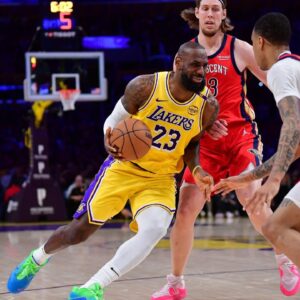 LeBron James NBA: New Orleans Pelicans at Los Angeles Lakers