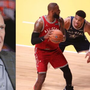 George Karl (L), LeBron James and Giannis Antetokounmpo (R)