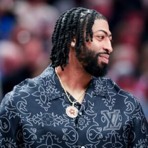 Dallas Mavericks forward Anthony Davis looks on against the Milwaukee Bucks during the first half at American Airlines Center.