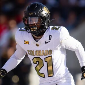 Oct 19, 2024; Tucson, Arizona, USA; Colorado Buffalos safety Shilo Sanders (21) against the Arizona Wildcats at Arizona Stadium.