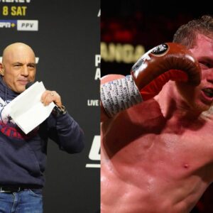 Joe Rogan (L), Canelo Alvarez (R)