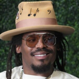 Cam Newton on Radio Row at the Super Bowl LIX media center.