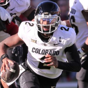 Colorado's Shedeur Sanders scrambles against Texas Tech in a Big 12 football game Saturday, Nov. 9, 2024, at Jones AT&T Stadium.