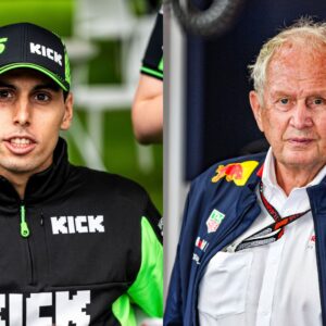 Gabriel Bortoleto (L) and Helmut Marko (R)