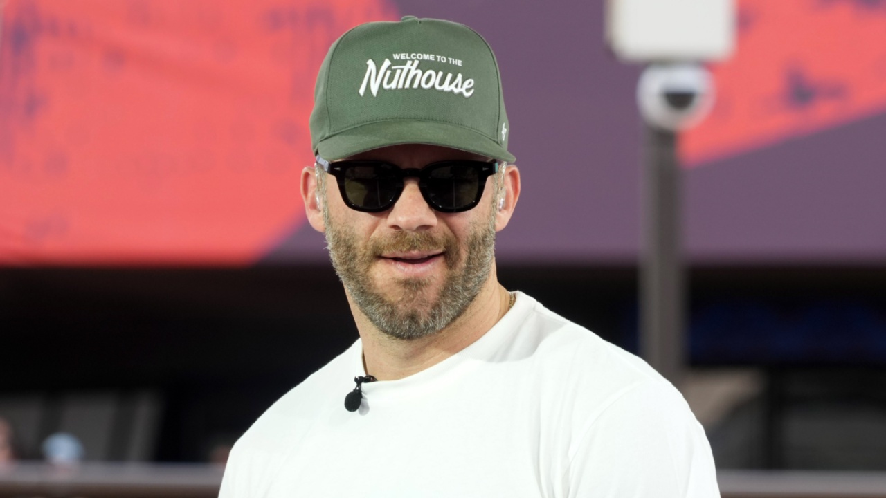 Feb 8, 2025; New Orleans, LA, USA; Julian Edelman on the Fox Super Bowl LIX set at Caesars Superdome.