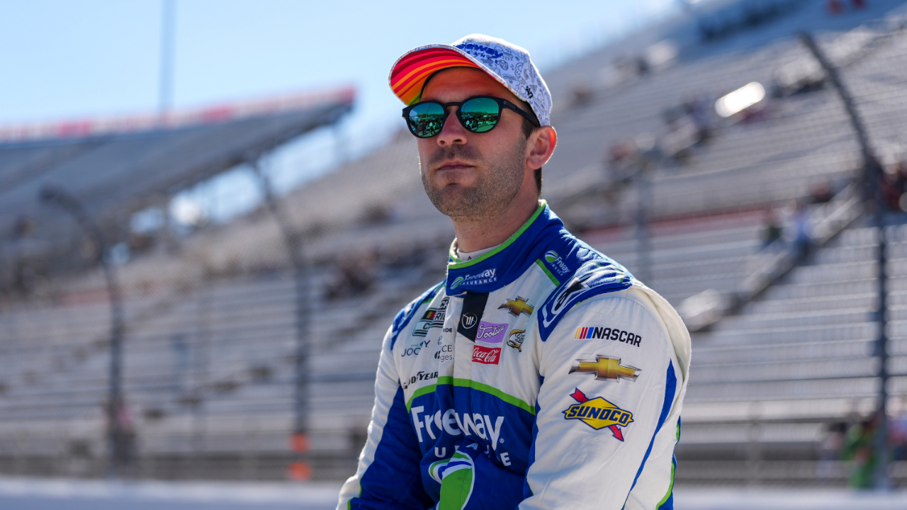 NASCAR Cup Series driver Daniel Suarez (99) looks on during practice at Martinsville Speedway.