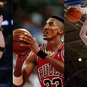 Jayson Tatum (L), Scottie Pippen (C), Cooper Flagg (R)