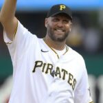 Pittsburgh Steelers former quarterback Ben Roethlisberger waves to the crowd before throwing a ceremonial first pitch prior to the Pittsburgh Pirates hosting the Philadelphia Phillies at PNC Park.