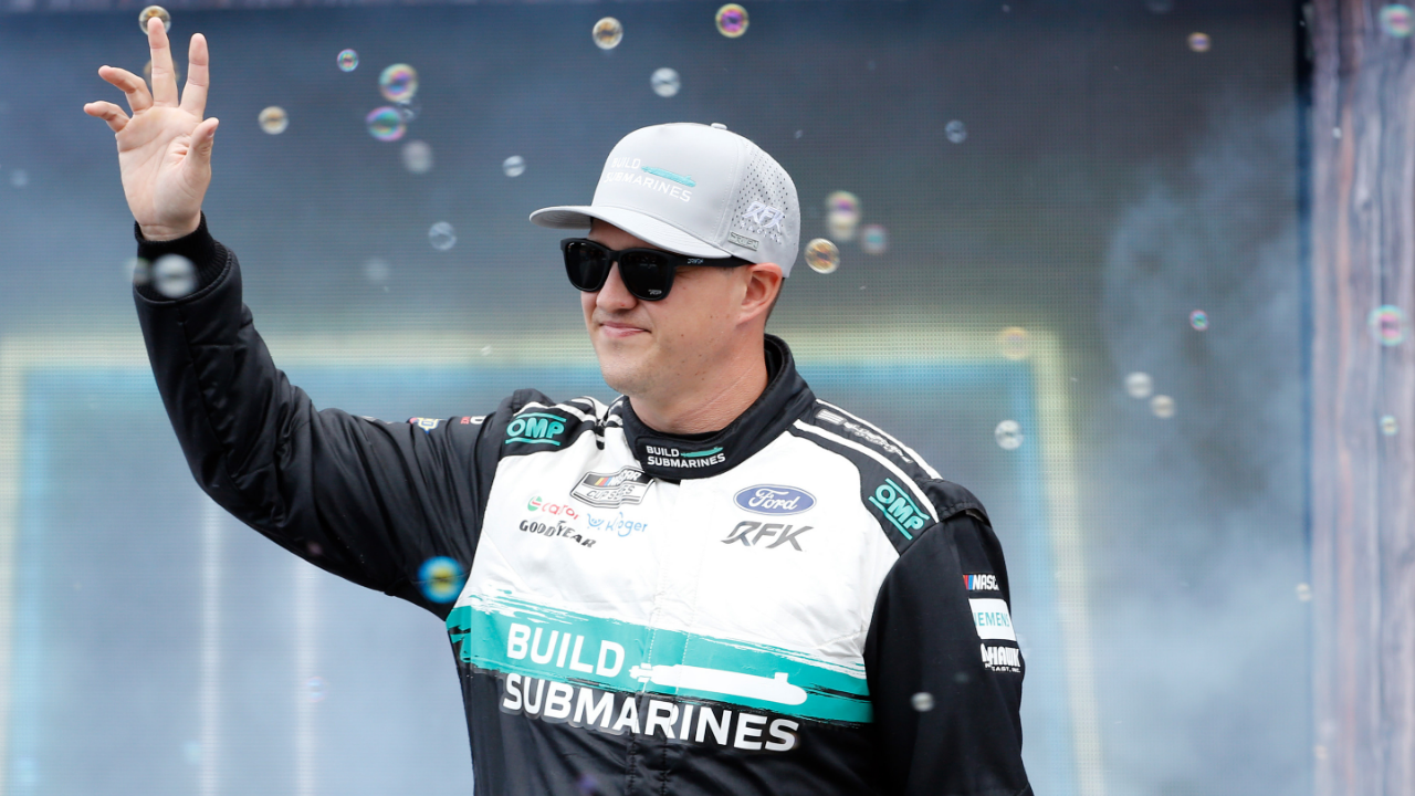 NASCAR Cup Series driver Ryan Preece (60) walks out onto the stage for driver introductions before the EchoPark Automotive Grand Prix at Circuit of the Americas.