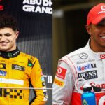 Lando Norris (L) and Lewis Hamilton (R)