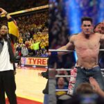 Tyrese Haliburton (L), John Cena (R)