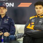 Max Verstappen NED, Oracle Red Bull Racing 1 left Lando Norris UK, McLaren Formula 1 Team 4 BHR, Formula 1 World Championship, Formula 1 Testing, Bahrain international Circuit, 27 02 2025 BHR, Formula 1 World Championship, Formula 1 Testing, Bahrain international Circuit, 27 02 2025