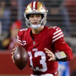 Dec 30, 2024; Santa Clara, California, USA; San Francisco 49ers quarterback Brock Purdy (13) during the game against the Detroit Lions at Levi's Stadium.