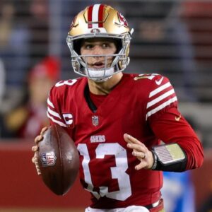 Dec 30, 2024; Santa Clara, California, USA; San Francisco 49ers quarterback Brock Purdy (13) during the game against the Detroit Lions at Levi's Stadium.