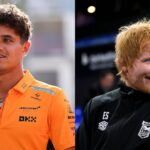 Lando Norris (L) and Ed Sheeran (R)