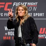 Paige VanZant during the Q&A after the UFC Fight Night 127 London Weigh In s at the O2, London, England on 16 March 2018.