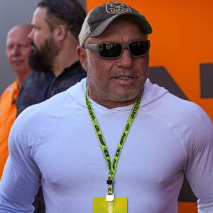 Joe Rogan talks to fans in the paddock at the Formula 1 Pirelli United States Grand Prix at Circuit of the Americas.