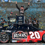 NASCAR Cup Series driver Christopher Bell (20) celebrates his victory of the Shriners Children’s 500 at Phoenix Raceway.